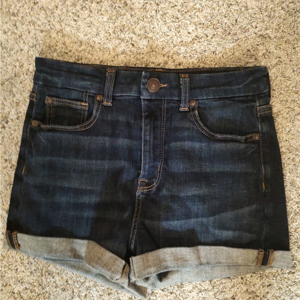 American Eagle Dark Denim Cuffed Shorts